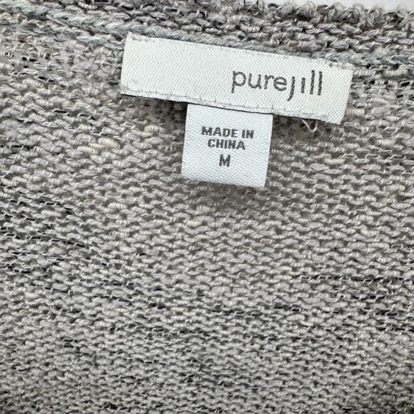 J Jill Sweater Womens Medium Gray Heathered V-Neck PureJill 3/4 Sleeve Pullover - Picture 2 of 8
